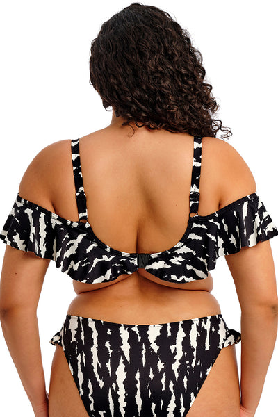 Elomi Echo Shell Swim Ruffle Plunge Bikini, Black/White (ES802822)