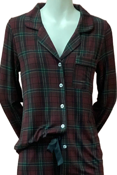 Cloud Nine Pajamas Bamboo PJ Set, Plaid (GR124BU/STR)