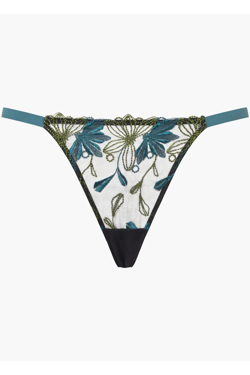 Cosabella Fiorita Thong, Black/Canale (FIORI0221)