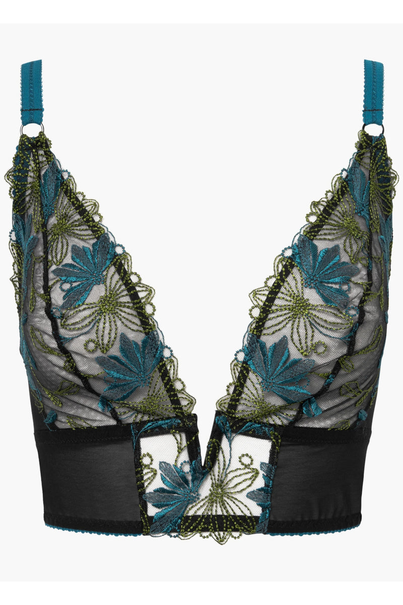 Cosabella Fiorita Curvy Longline Bralette, Black/Canale (FIORI1302)