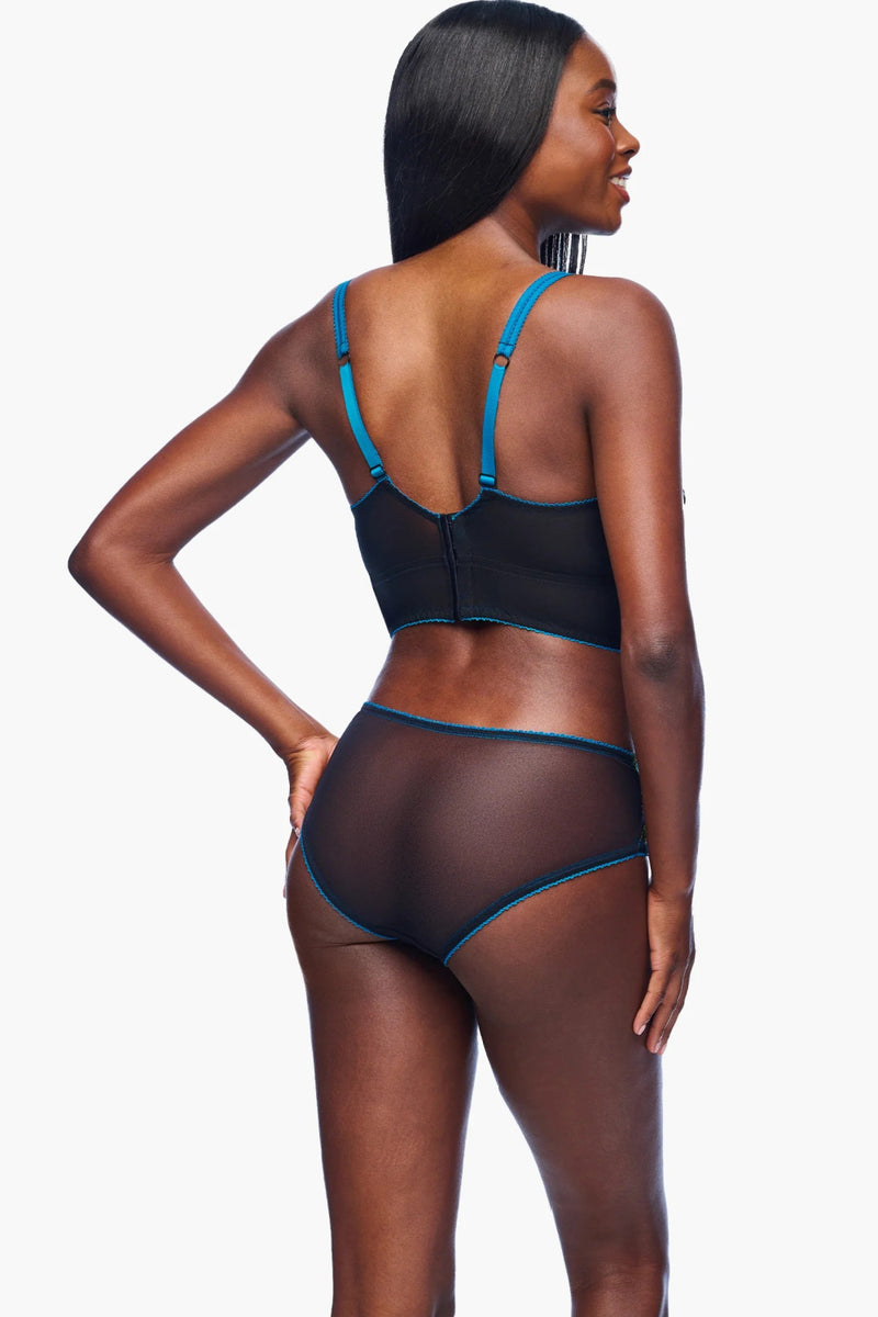 Cosabella Fiorita Curvy Longline Bralette, Black/Canale (FIORI1302)