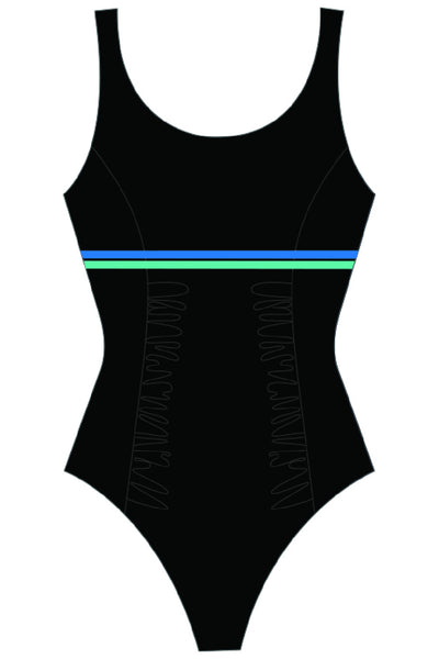 Finz Ruched Banded Swimsuit, Black Mint (FZW1812C)