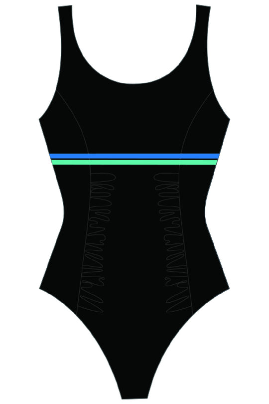 Finz Ruched Banded Swimsuit, Black Mint (FZW1812C)