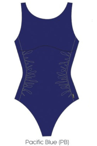 Finz Chlorine Resistant Mastectomy High Neck Swimsuit, Pacific Blue (FZW1817MAS)
