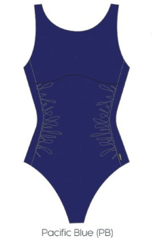 Finz Chlorine Resistant Mastectomy High Neck Swimsuit, Pacific Blue (FZW1817MAS)