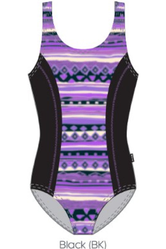 Finz Chlorine Resistant Front Panel Swimsuit, Black Multi (FZW9602)