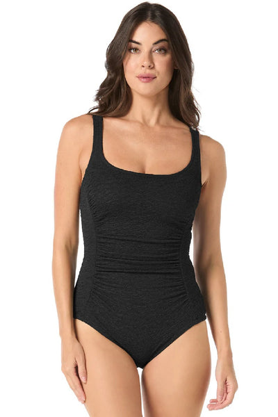 Gabar Crinkle  Scoop Neck Swimsuit, Black (G34467)
