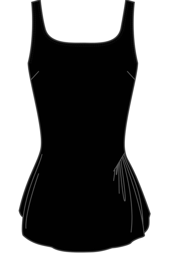 Gabar Plus Solids Square Neck Sarong Swimsuit, Black (G4H412P)