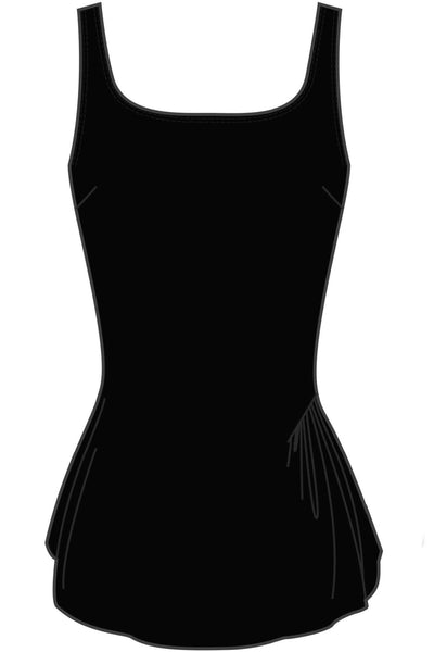 Gabar Solids Square Neck Sarong Swimsuit, Black (G4H412)