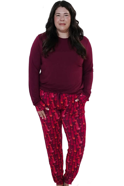 Cloud Nine Pajamas Bamboo Jogger Pajama Set, Vino Dreams (GR108 LS/JO)