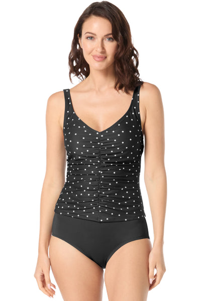 Beach House Sailor Dot Jenny Tankini, Black White (H4K681)