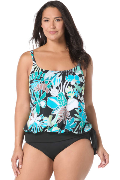 Beach House Plus Eclectic Bloom Sarah Tankini, Black Multi (HW1K372)