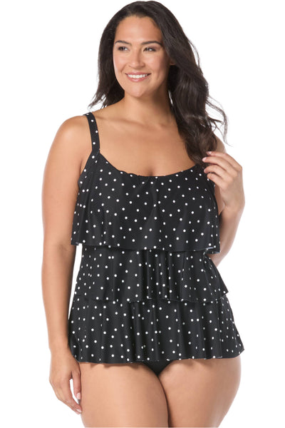 Beach House Plus Beach Dot Jane Tankini, Black (HW4K096)