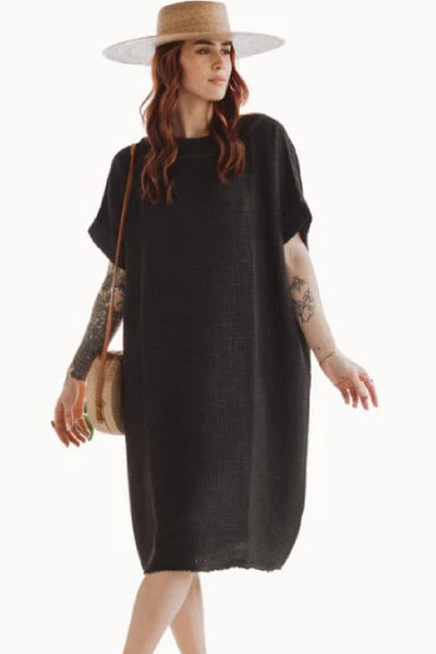 Pokoloko Crinkle Balloon Dress, Black (IKI-BD2)