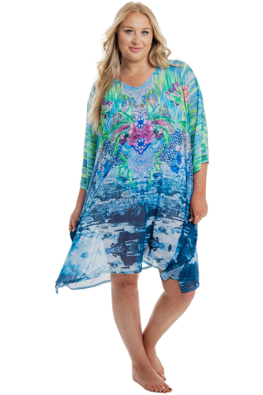 Togs Granada Mesh Kaftan, Blue Multi  (PG36FI)
