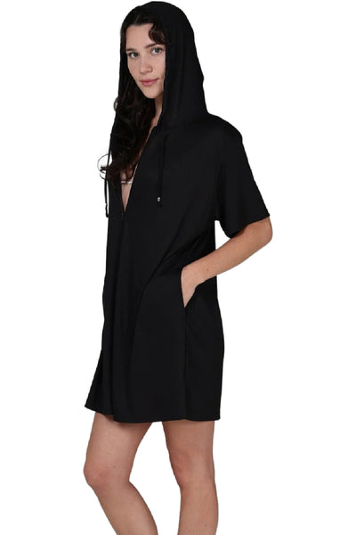 J. Valdi Bondi Short Sleeve Full Zip Hoodie, Black (J29206)
