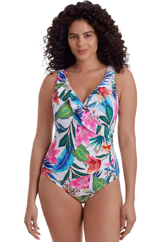 Longitude Long Torso Midnight Plumeria Swimsuit, Multi (L260286)