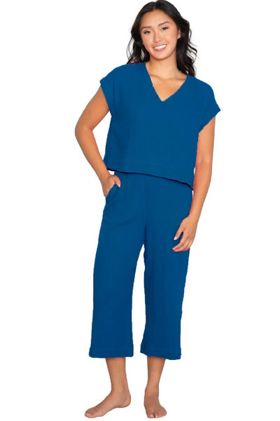 Latte Love Crinkle Lounge Set, Blue Sapphire (LW12WS377)
