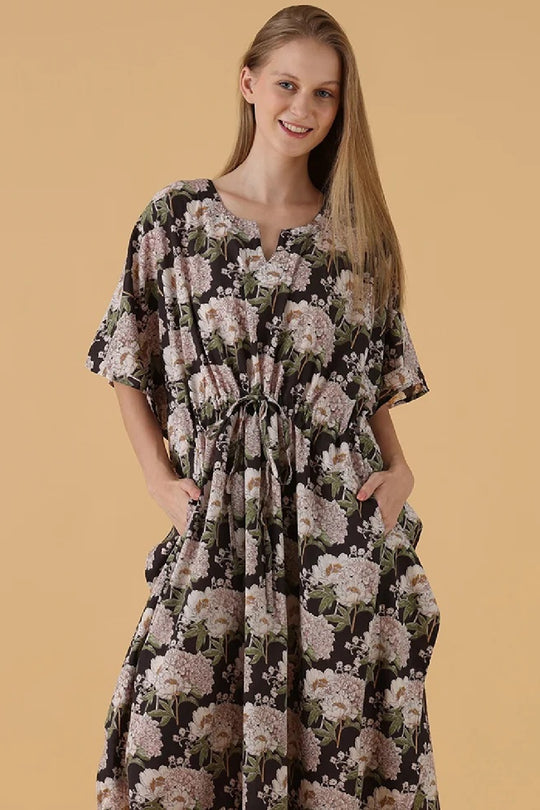 Mahogany Lainey Kaftan, Black Floral (N301K)