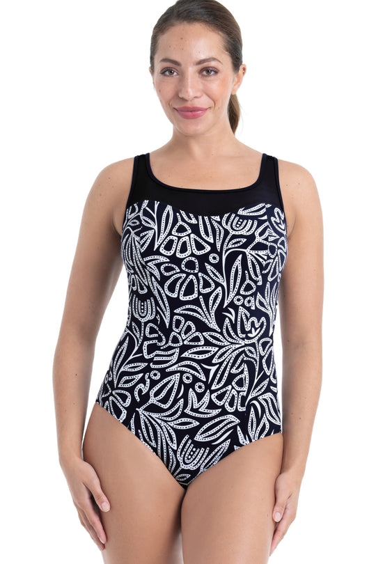 Anita Care Swim Frascati Mastectomy Swimsuit, Navy Blue-White (M66238)