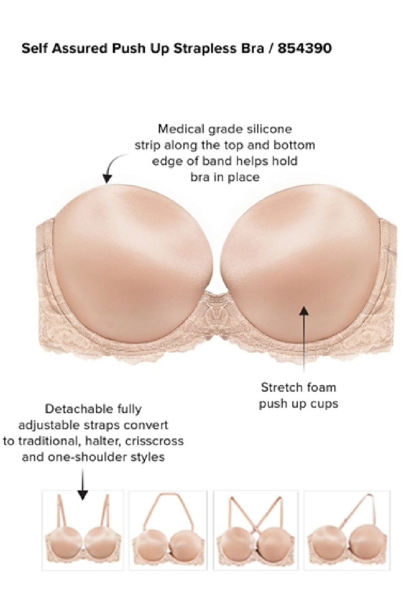 Wacoal Self Assured Push Up Strapless Bra, Black (854390)