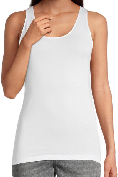 Oscalito Mercerized Cotton (Filoscozia®) Tank Top with Satin Edging, White (562)