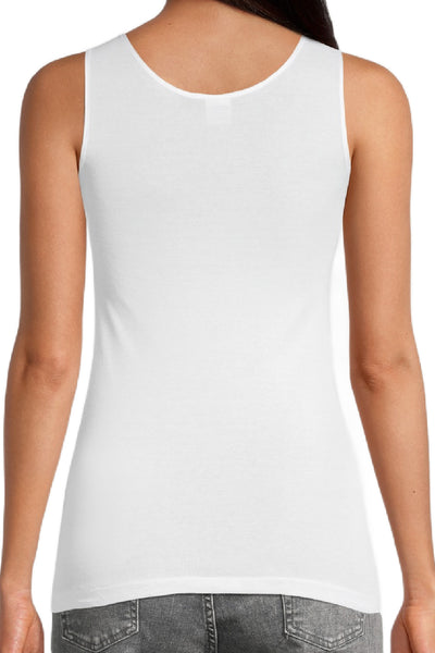 Oscalito Mercerized Cotton (Filoscozia®) Tank Top with Satin Edging, White (562)