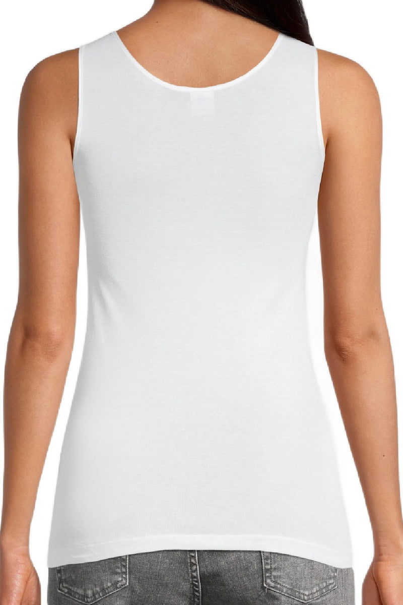 Oscalito Mercerized Cotton (Filoscozia®) Tank Top with Satin Edging, White (562)
