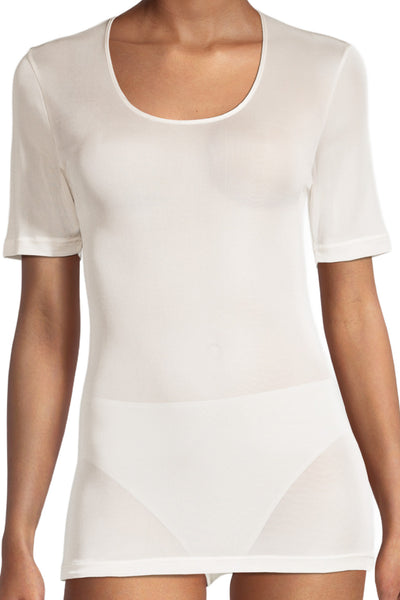 Oscalito Pure Silk Women's T-Shirt with Satin Edging, Champagne (4484)