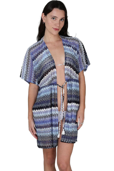 J. Valdi Praia Drawstring Kimono , Blue Multi (J20106)