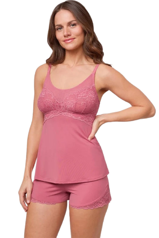Montelle Bust Support Cami and Short Set, Lipstick (9354)
