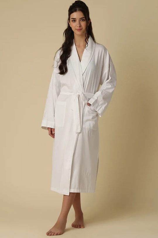 Mahogany Amy Flannel Robe, White (WF105)