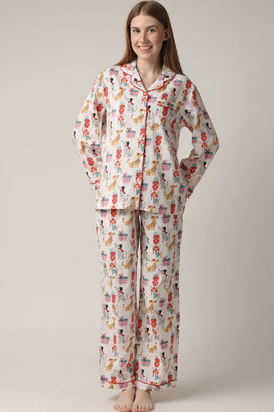 Mahogany Doggie Presents PJ Set, White Multi (NF12PJ)