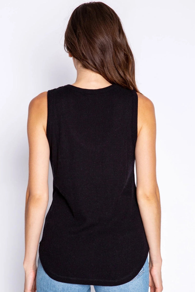 PJ Salvage Textured Essentials Tank Top, Black (RITETK)