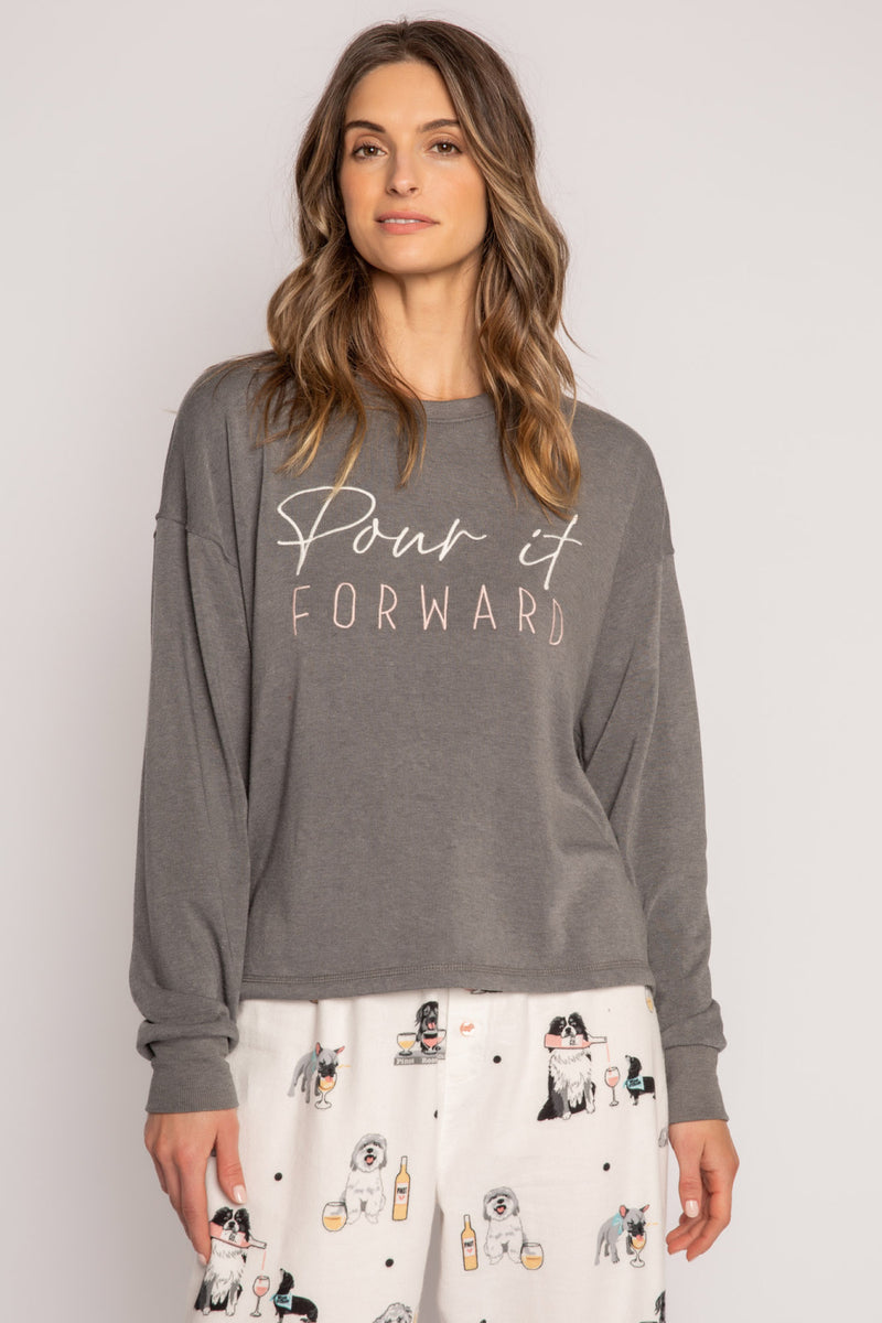 PJ Salvage Flannels Long Sleeve Top, Heather Grey (RKFLLS)