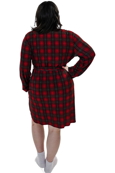 Cloud Nine Pajamas Bamboo Short Robe, Red Plaid (GR119SH/ROB)