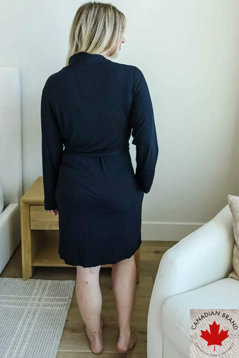 Cloud Nine Pajamas Bamboo Short Robe, Black Beauty (GR119 SH/ROB)