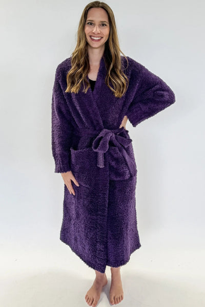 Cloud Nine Pajamas Cozy Plush Spa & Lounge Robe, Purple (JM502)