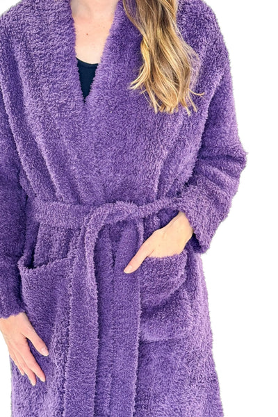 Cloud Nine Pajamas Cozy Plush Spa & Lounge Robe, Purple (JM502)