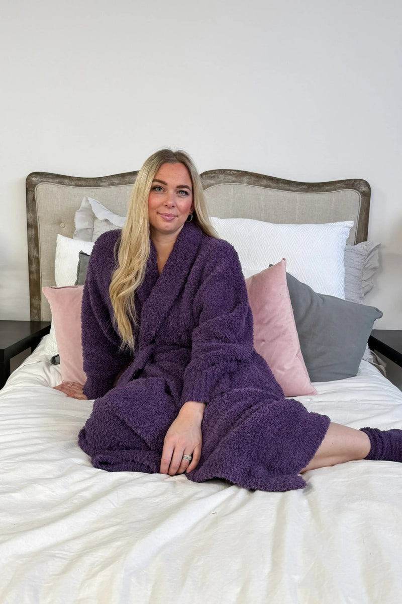 Cloud Nine Pajamas Cozy Plush Spa & Lounge Robe, Purple (JM502)