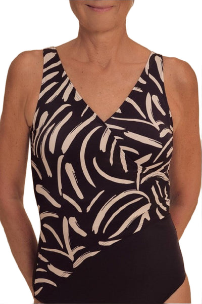 Amoena Turin Mastectomy Full Bodice Swimsuit, Black/Sand (71793)
