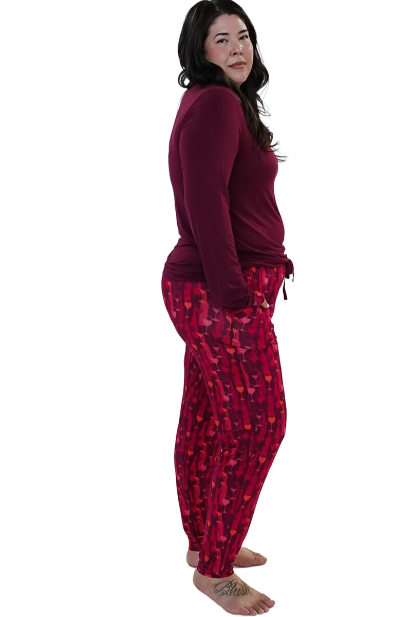 Cloud Nine Pajamas Bamboo Jogger Pajama Set, Vino Dreams (GR108 LS/JO)