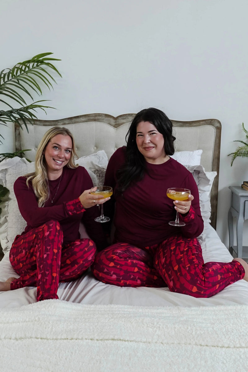 Cloud Nine Pajamas Bamboo Jogger Pajama Set, Vino Dreams (GR108 LS/JO)