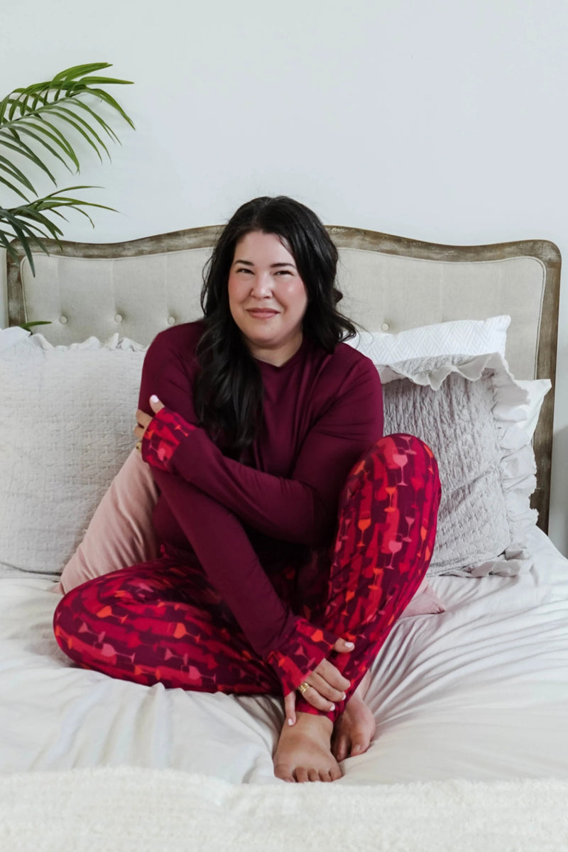 Cloud Nine Pajamas Bamboo Jogger Pajama Set, Vino Dreams (GR108 LS/JO)