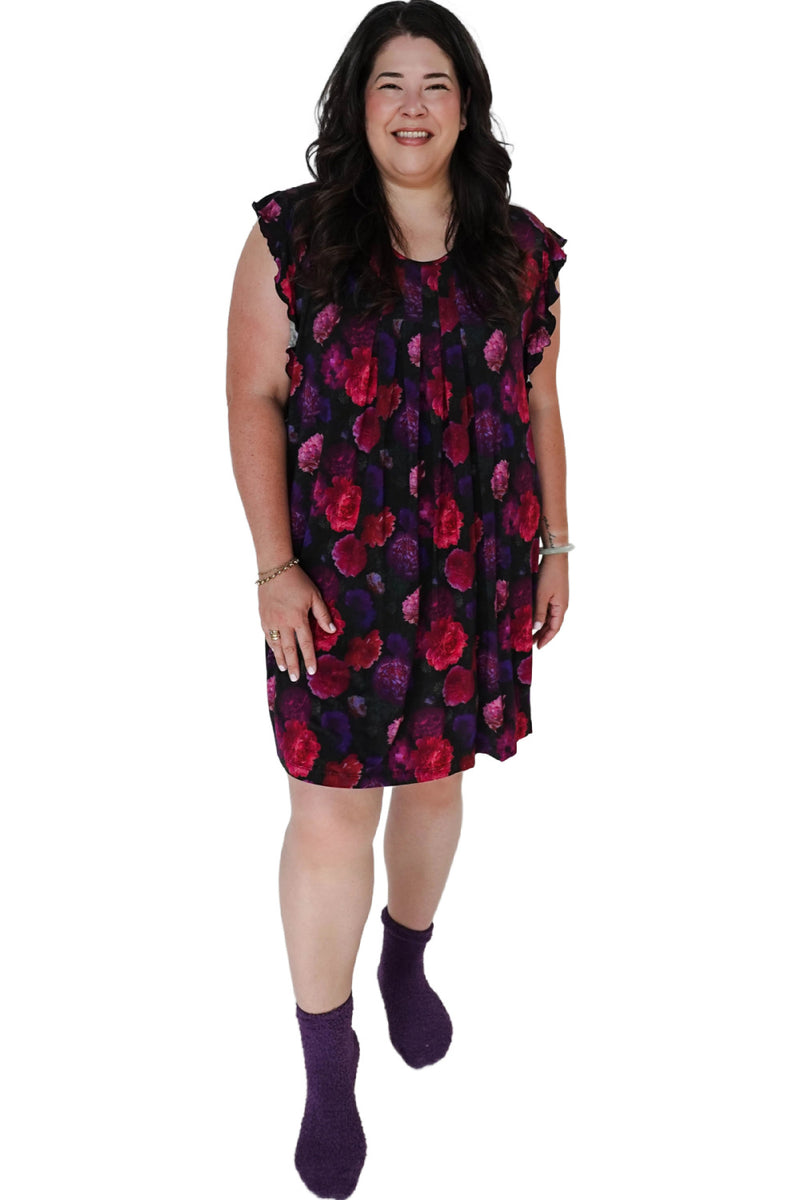 Cloud Nine Pajamas Bamboo Flutter Dress Nightie, Midnight Blossom (GR100 DR/FL)