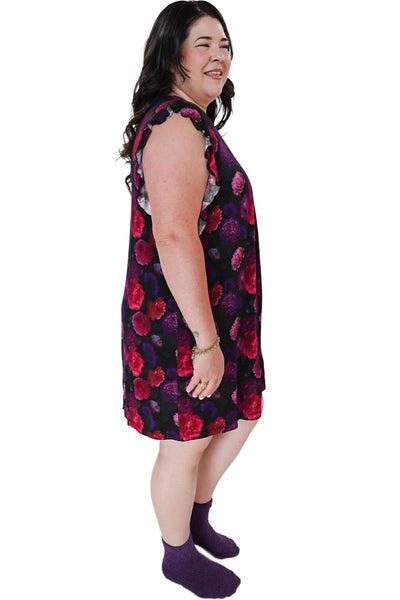 Cloud Nine Pajamas Bamboo Flutter Dress Nightie, Midnight Blossom (GR100 DR/FL)