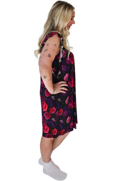 Cloud Nine Pajamas Bamboo Flutter Dress Nightie, Midnight Blossom (GR100 DR/FL)