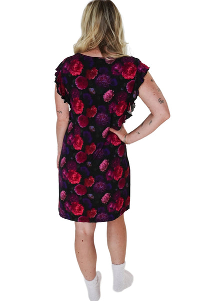 Cloud Nine Pajamas Bamboo Flutter Dress Nightie, Midnight Blossom (GR100 DR/FL)