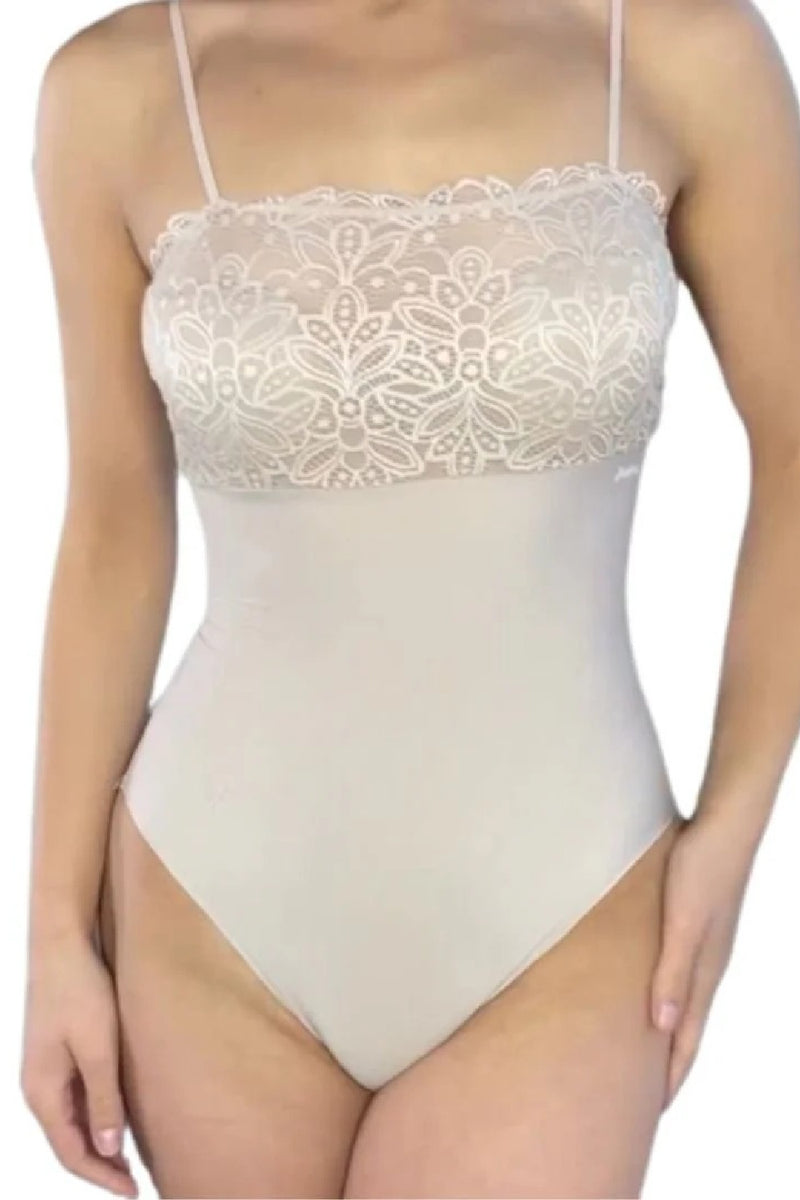 Janira Perfect Curves Lace Top Bodysuit, Dune (32355)
