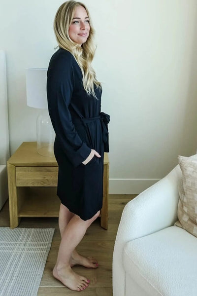 Cloud Nine Pajamas Bamboo Short Robe, Black Beauty (GR119 SH/ROB)
